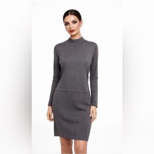 White House Black Market Gray knee length sweater Dress Petite Small